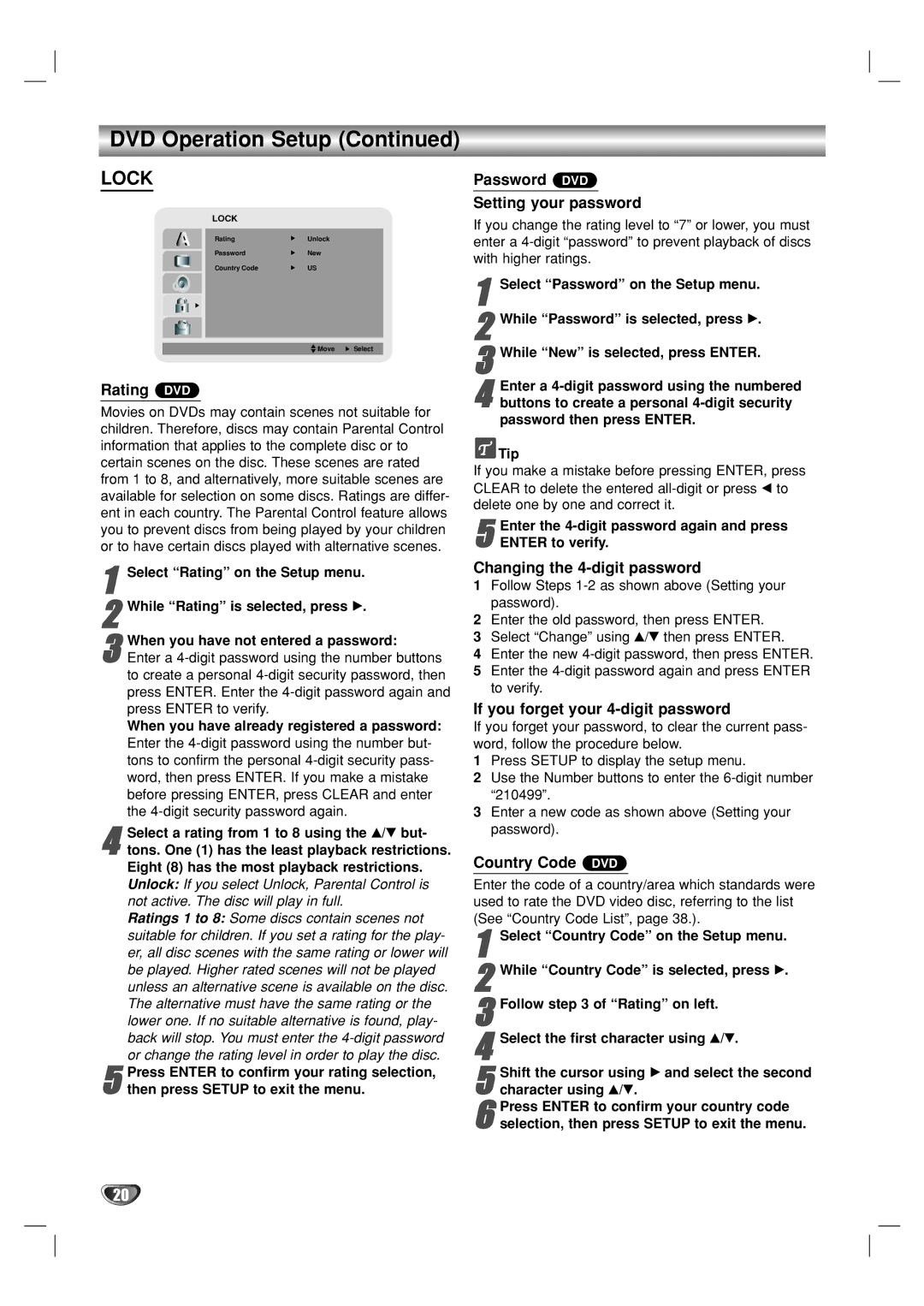 GoVideo DV2140 manual Lock 