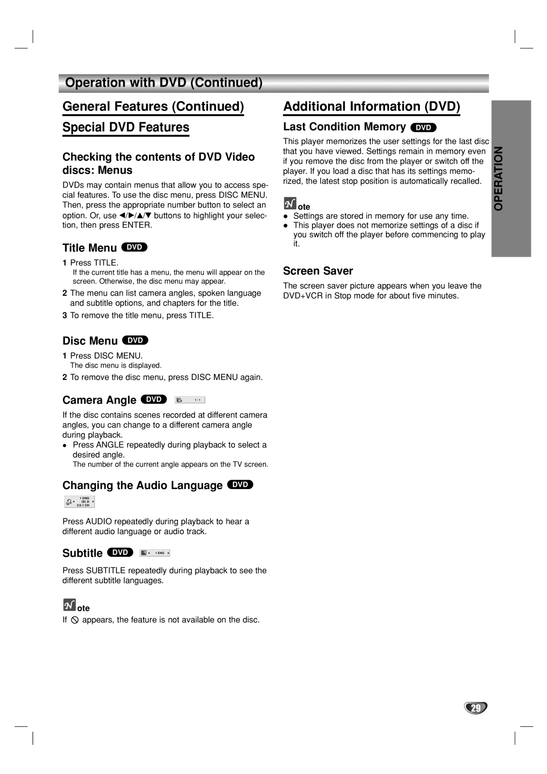 GoVideo DV2140 manual Operation with DVD, Additional Information DVD 