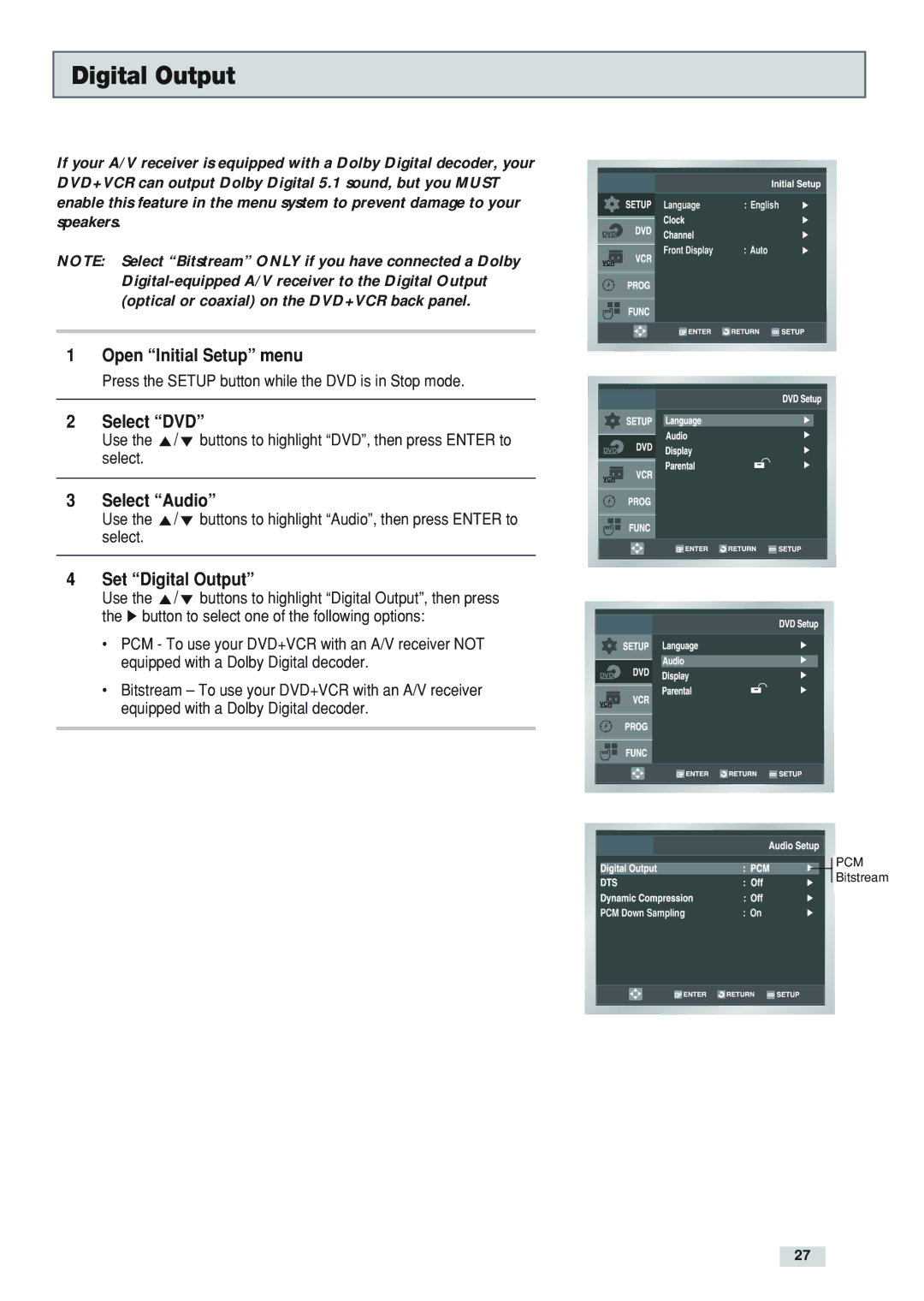 GoVideo DV3130 manual Set Digital Output 