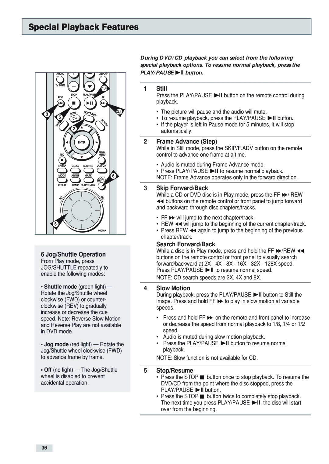 GoVideo DV3130 manual Special Playback Features 