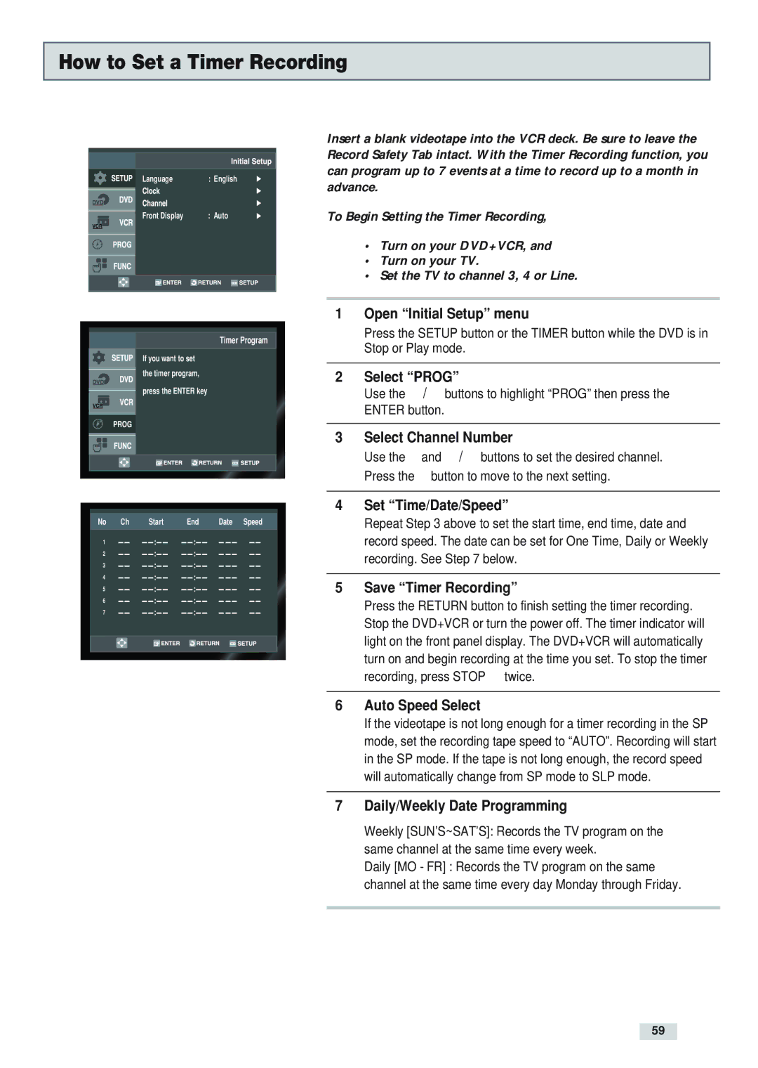 GoVideo DV3130 manual How to Set a Timer Recording 