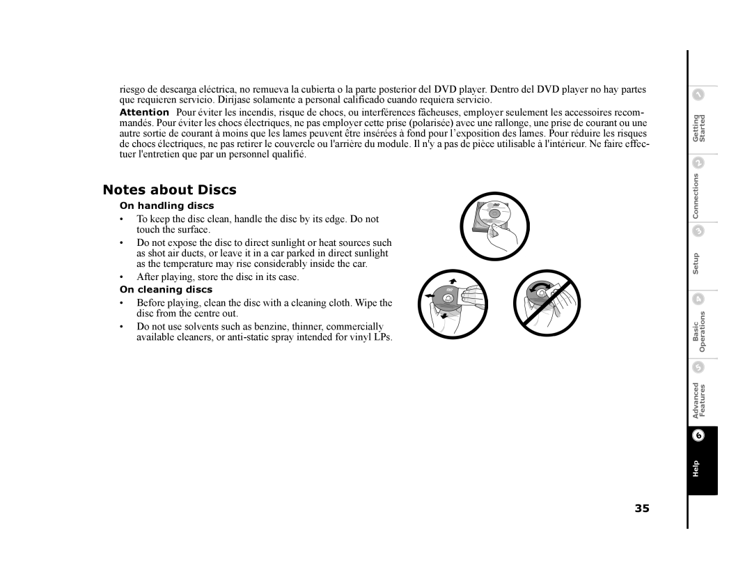 GoVideo DVP1100 manual On handling discs 