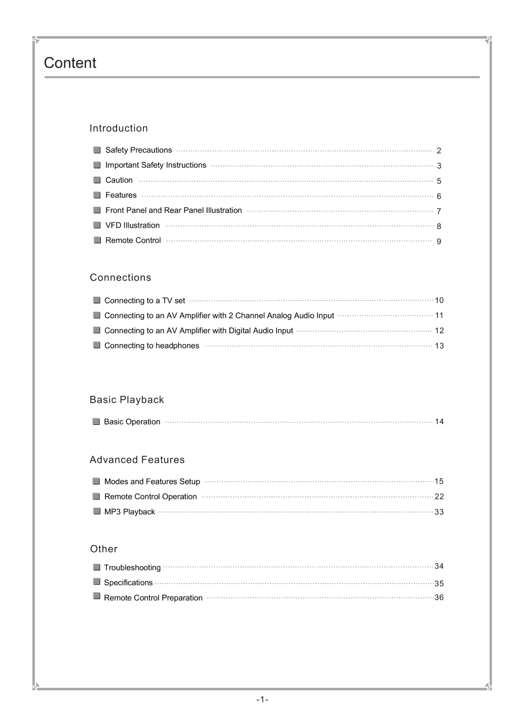 GoVideo DVP745 user manual Content, Introduction 