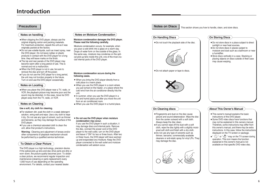 GoVideo DVP855 manual Precautions, On Handling Discs On Storing Discs, On Cleaning discs, To Obtain a Clear Picture 