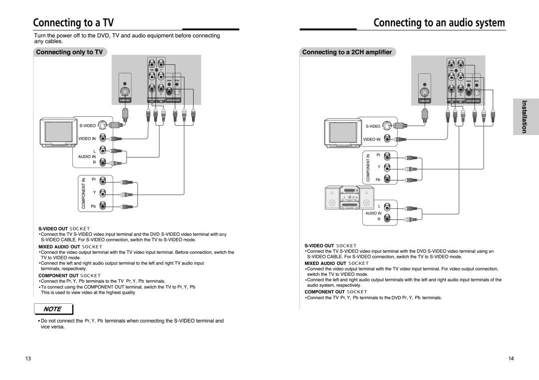 GoVideo DVP855 manual Connecting to a TV, Connecting to an audio system 