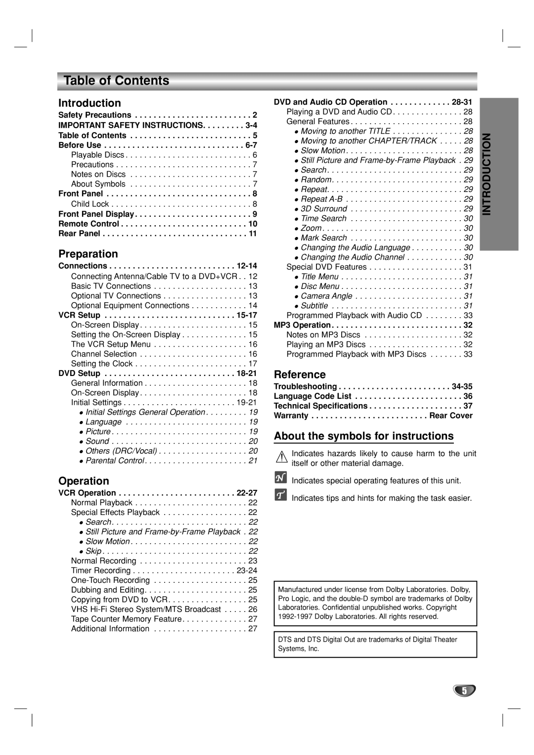 GoVideo DVP950 manual Table of Contents 