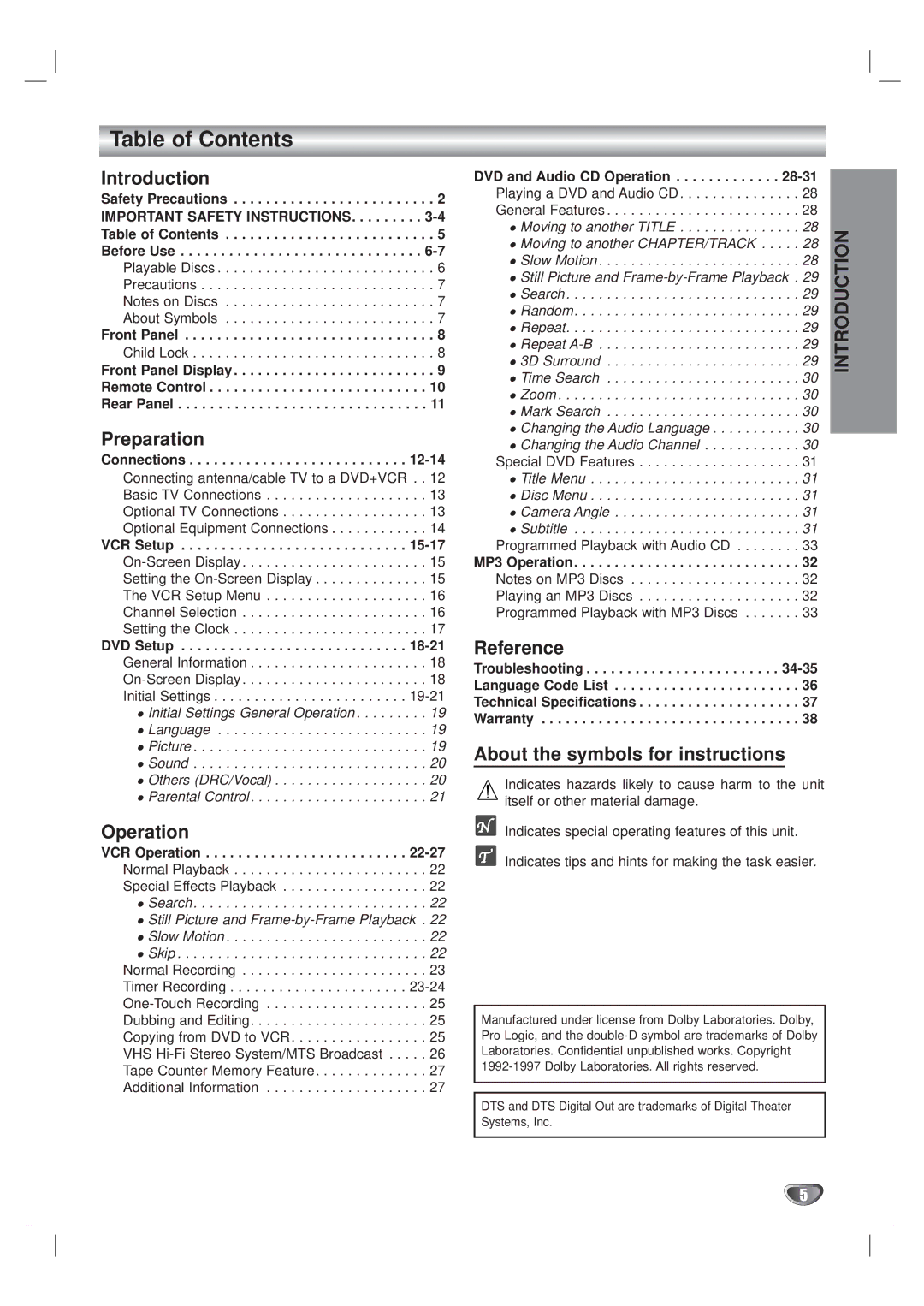 GoVideo DVR 4200, DVR 4250 manual Table of Contents 