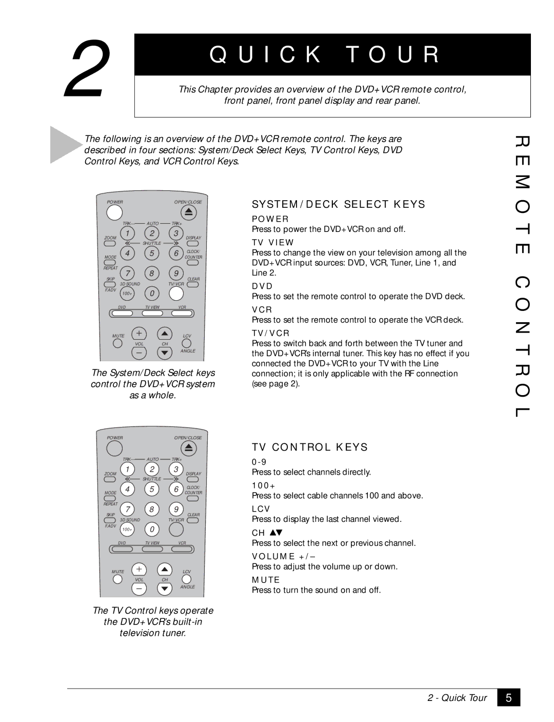 GoVideo DVR4000 manual E C O N T R O L, Front panel, front panel display and rear panel 