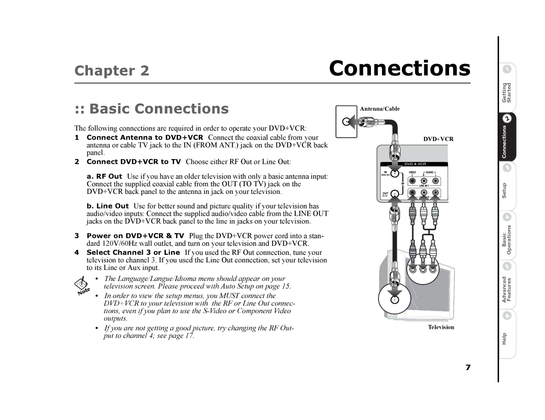 GoVideo DVR4300 manual Chapter, Basic Connections 