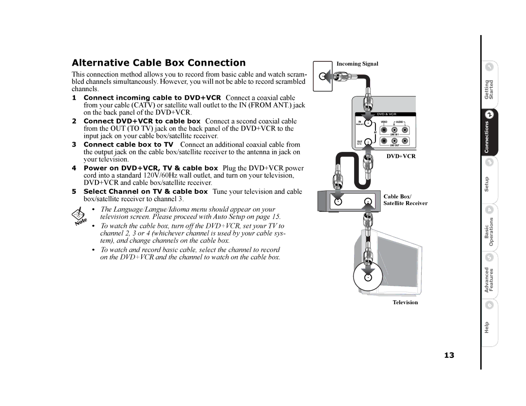 GoVideo DVR4300 manual Alternative Cable Box Connection 