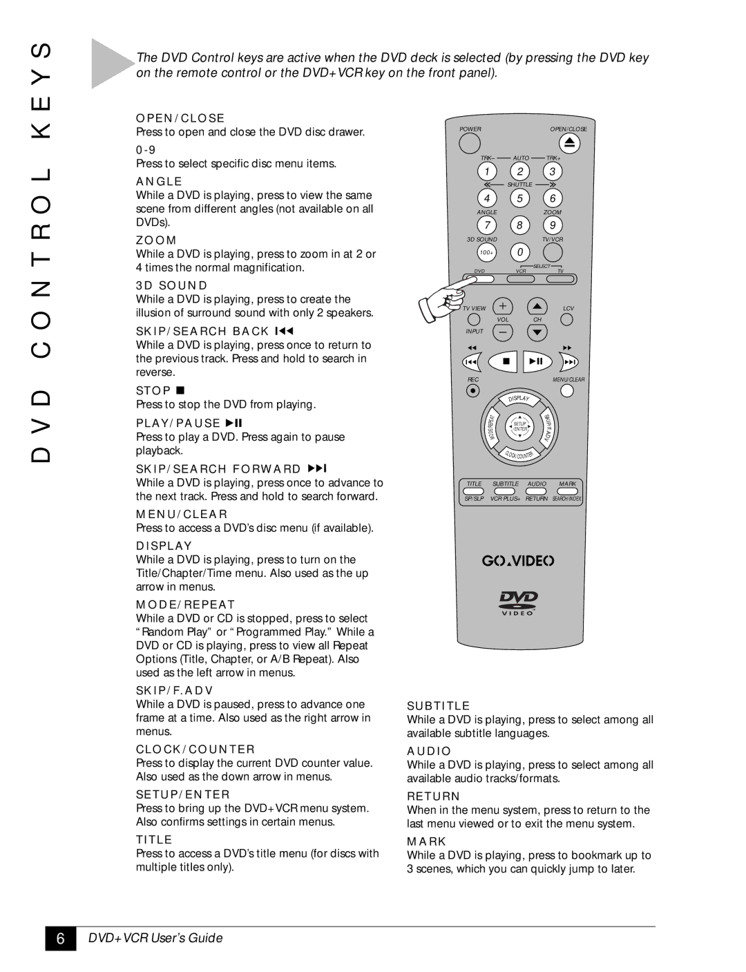 GoVideo DVR4500, DVD VCR Combo, 129 manual N T R O L K 