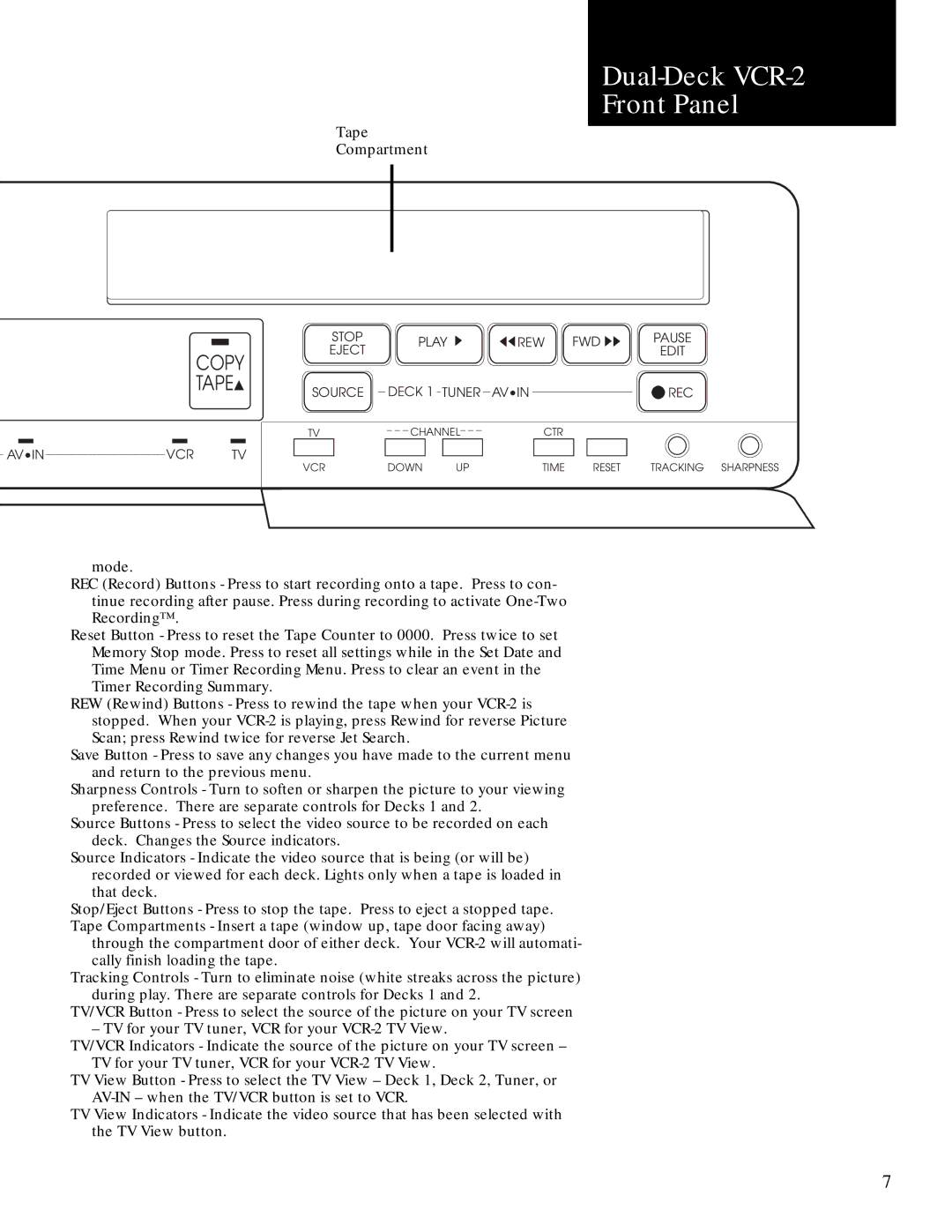 GoVideo GV2020 manual Copy Tape 