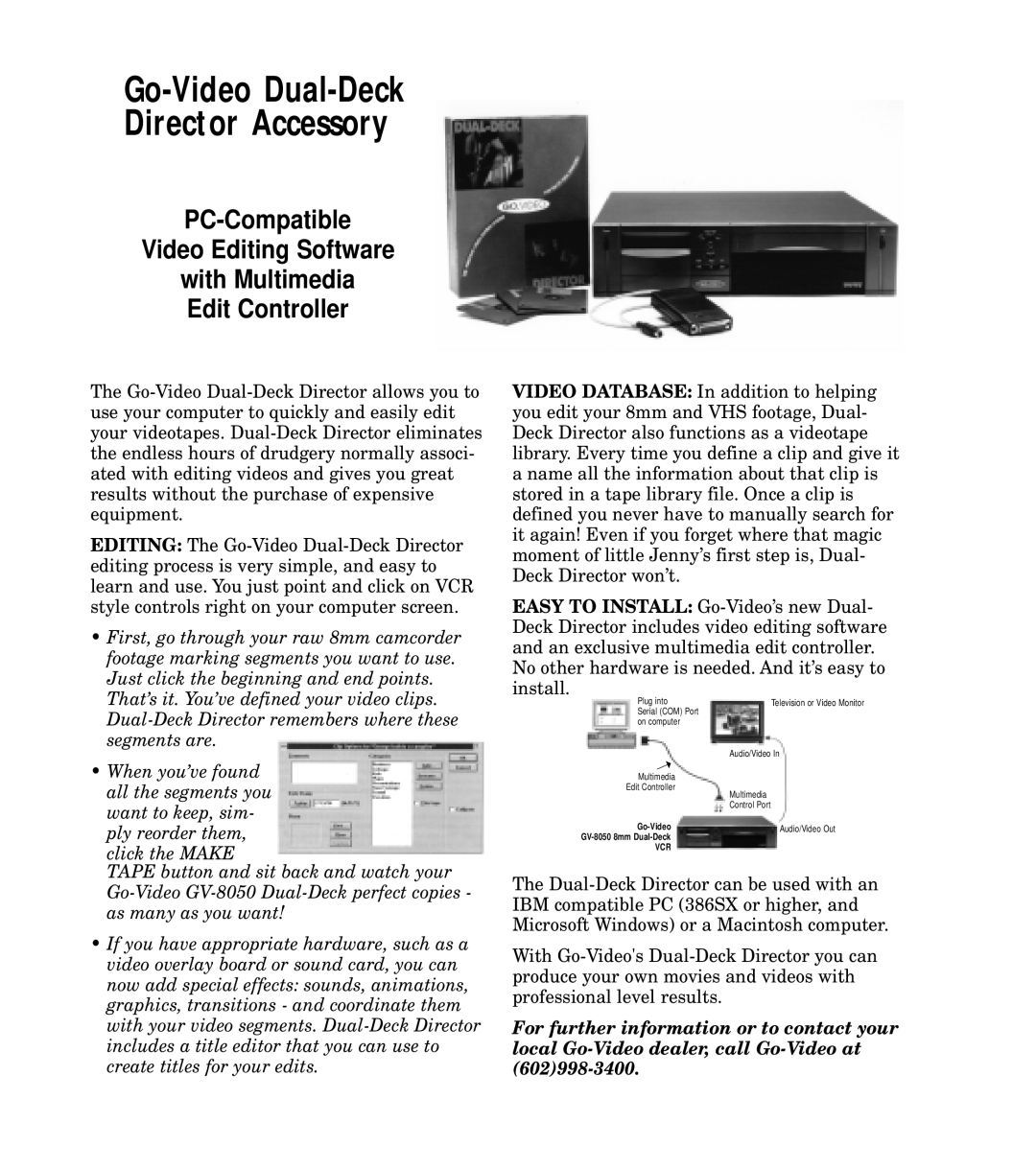 GoVideo GV8050 manual Go-Video Dual-Deck Director Accessory 