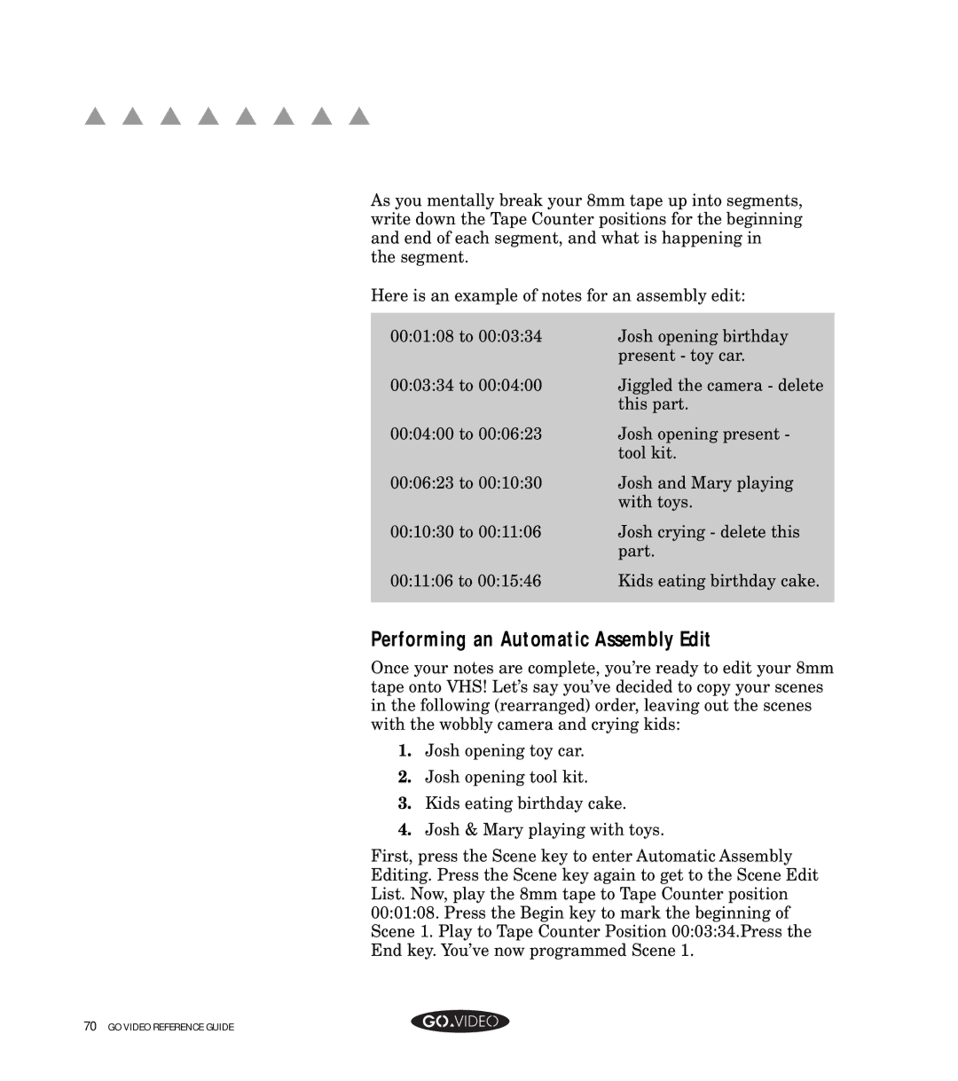 GoVideo GV8050 manual Performing an Automatic Assembly Edit 