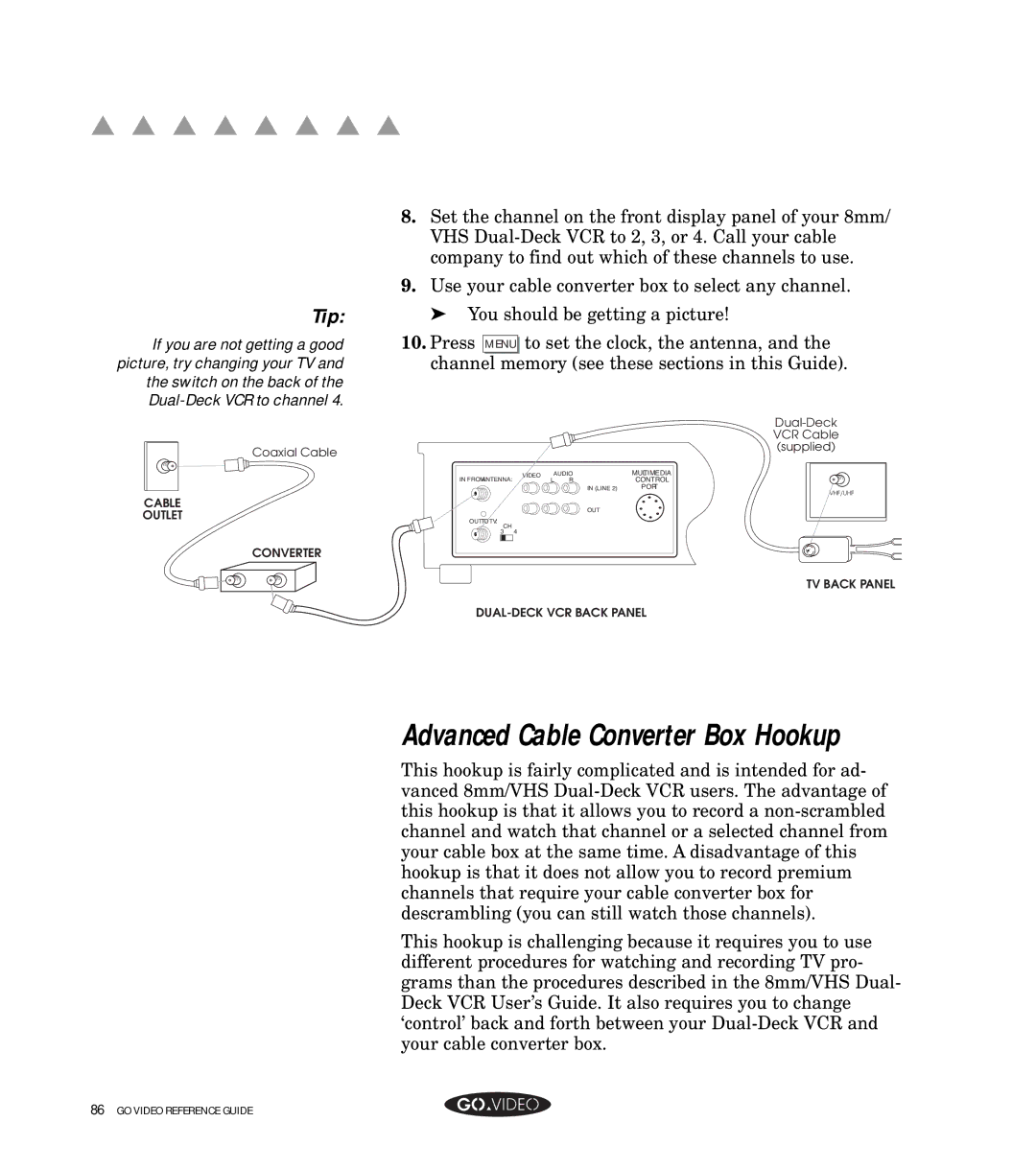 GoVideo GV8050 manual Advanced Cable Converter Box Hookup 