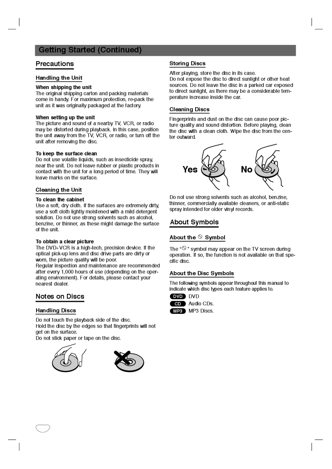 GoVideo HT2010, HT2015 manual Precautions, About Symbols 