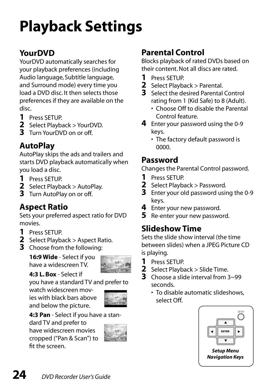 GoVideo R6750 manual Playback Settings 