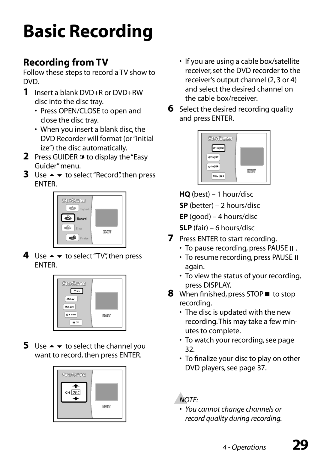 GoVideo R6750 manual Basic Recording, Recording from TV 