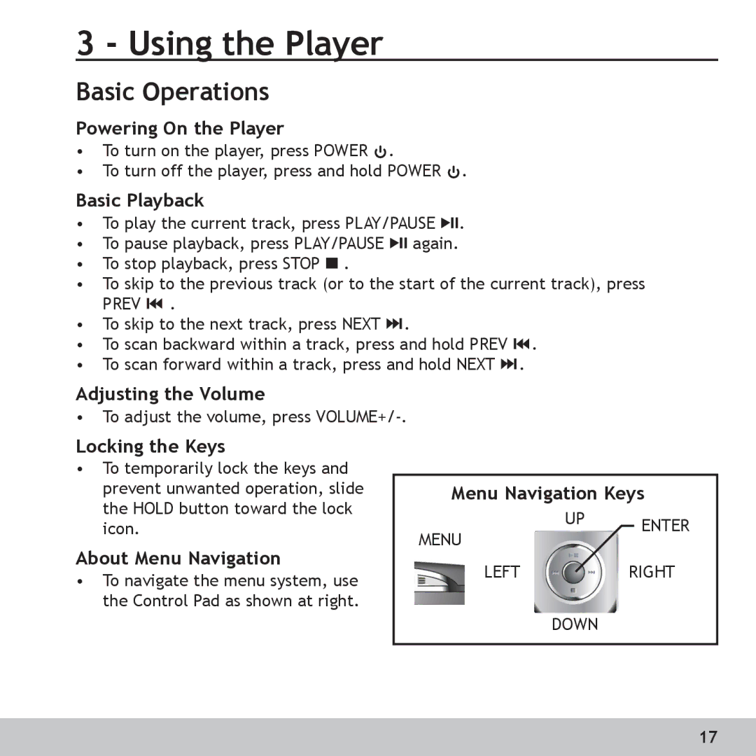 GoVideo RX128, RX256 manual Using the Player, Basic Operations 