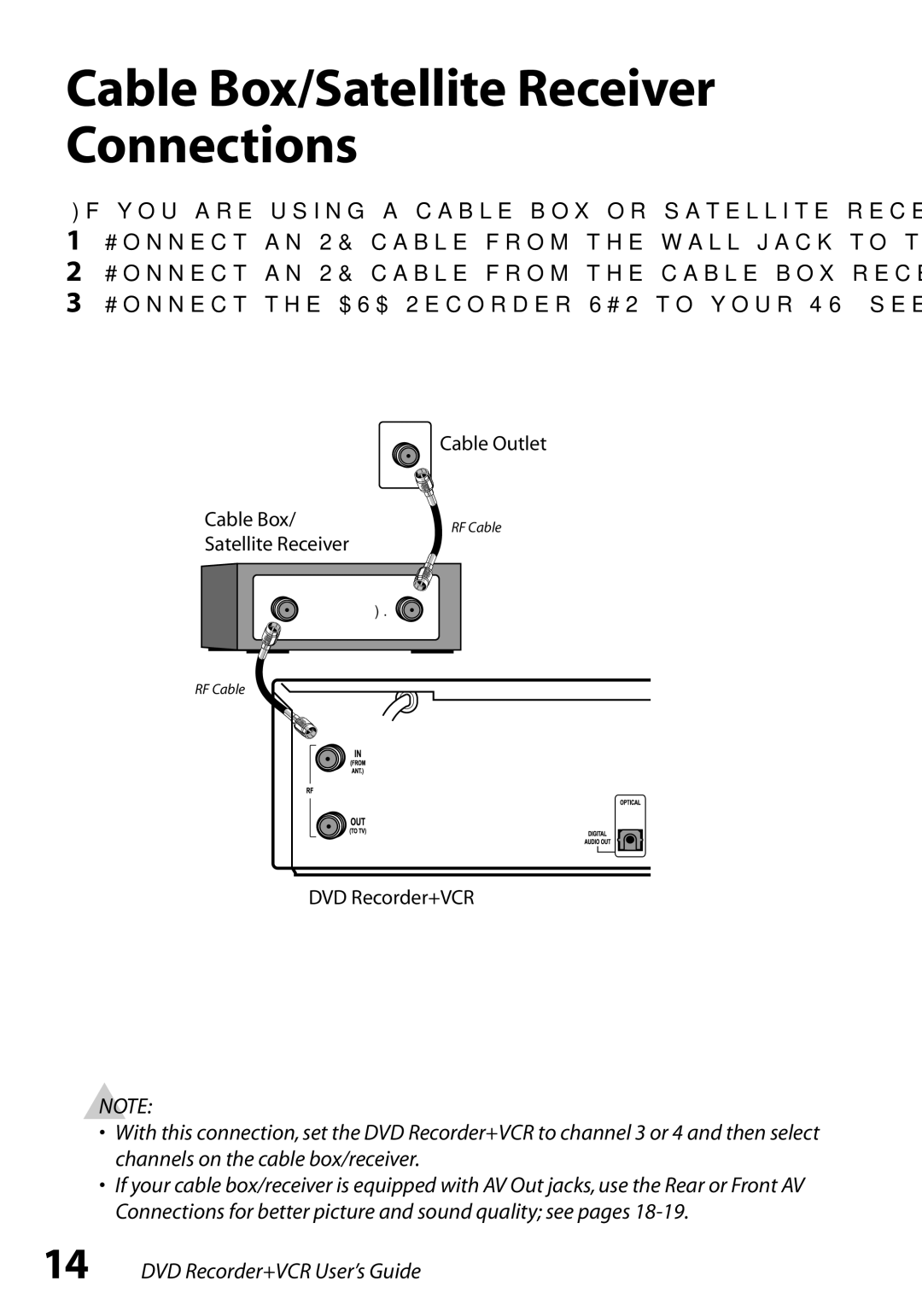 GoVideo VR3845 manual Cable Box/Satellite Receiver Connections 