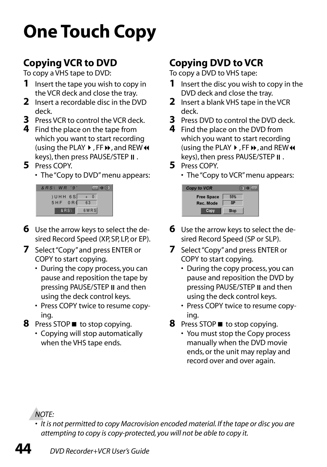 GoVideo VR3845 manual Copying VCR to DVD, Copying DVD to VCR 