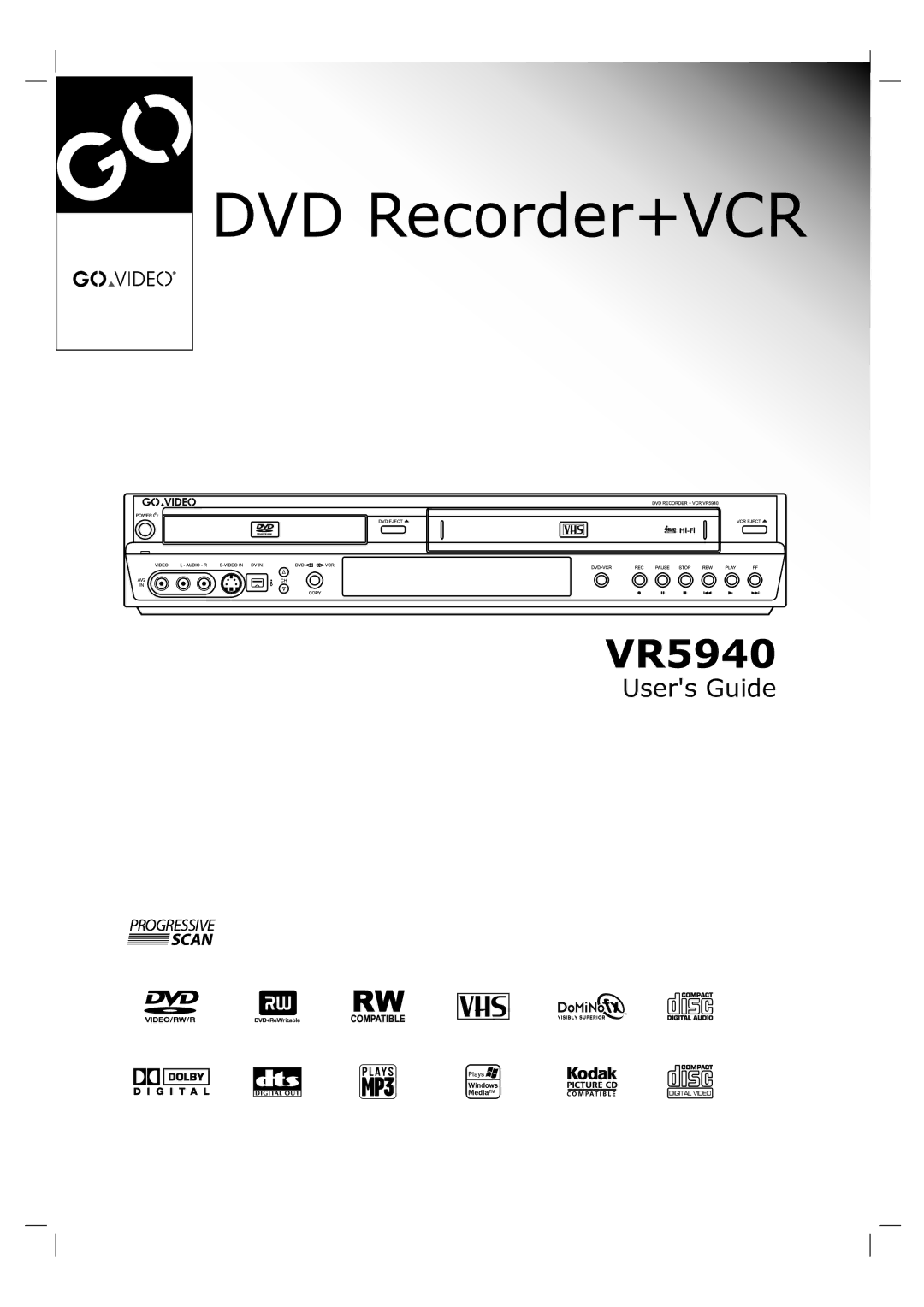 GoVideo VR5940 manual DVD Recorder+VCR 