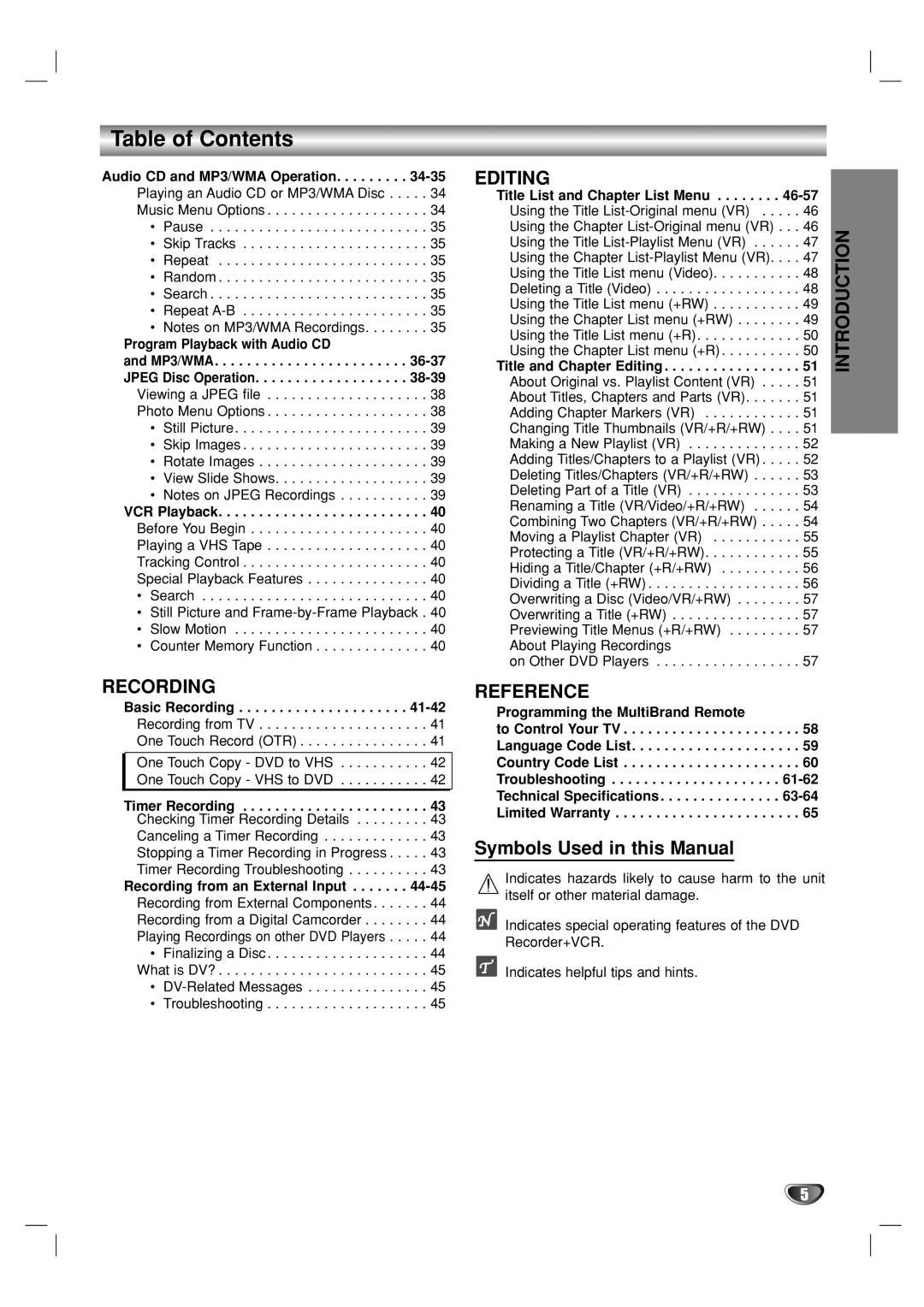 GoVideo VR5940 manual Symbols Used in this Manual 