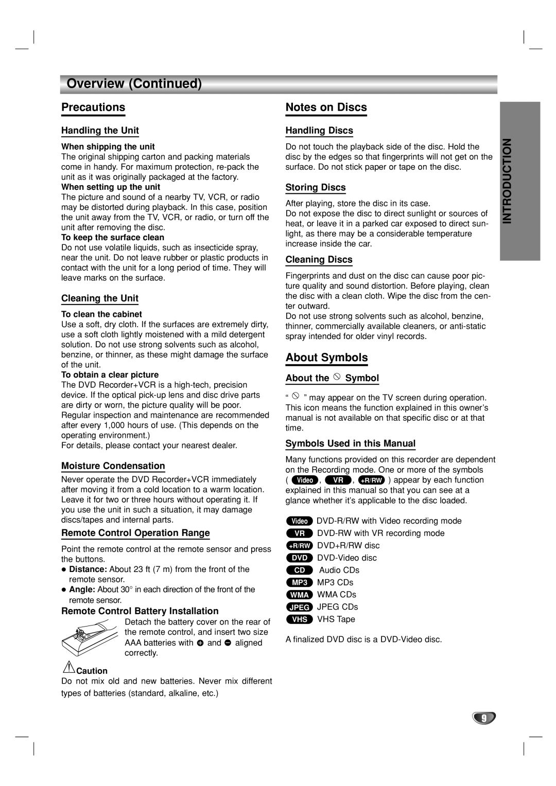 GoVideo VR5940 manual Precautions, About Symbols 