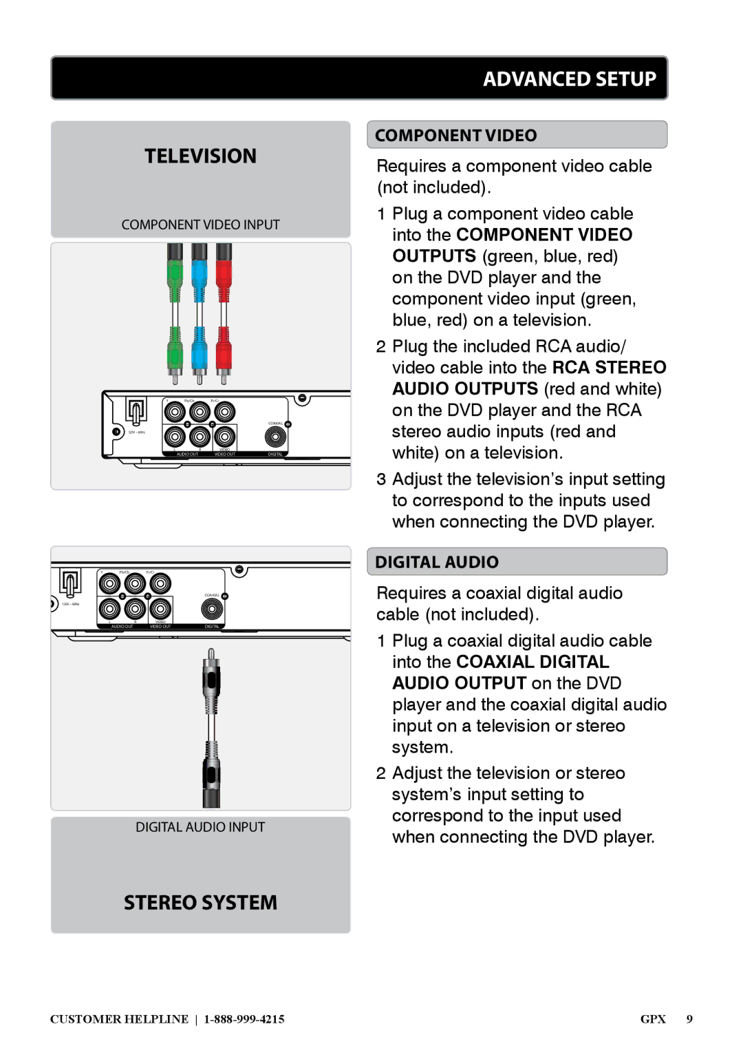 GPX D200B, 1311-0721-10 manual Advanced Setup 