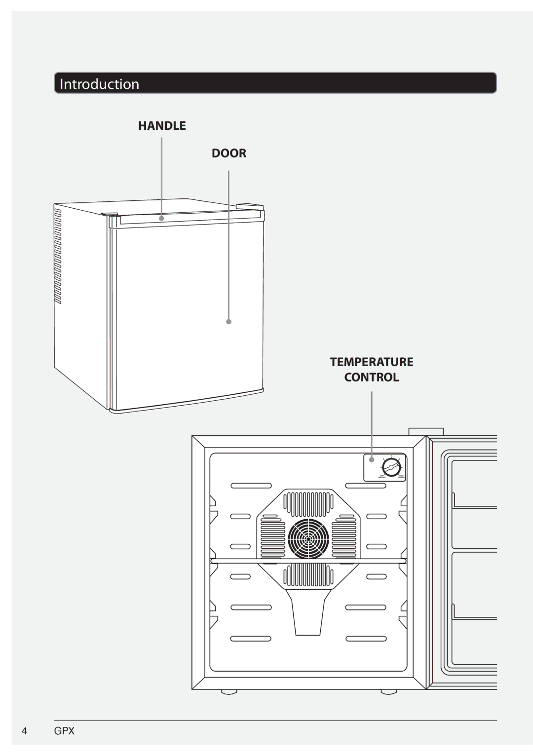 GPX 1409-0319-10, AF100S manual Introduction, Handle Door 