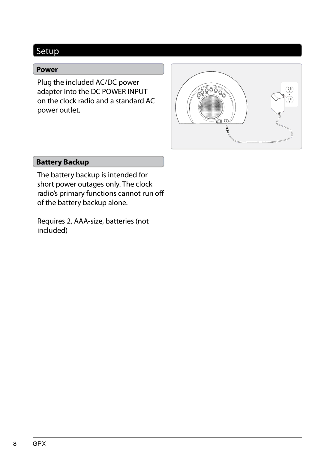 GPX 1514-0322-10, C280 manual Setup, Power 