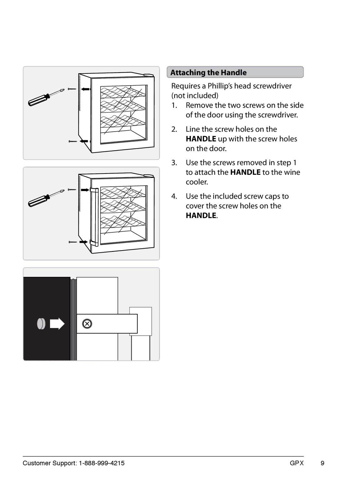 GPX 1536-0810-10, AW160S manual Requires a Phillip’s head screwdriver not included 