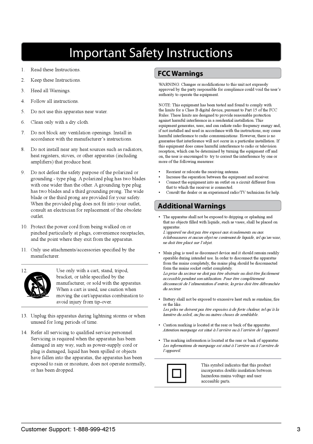 GPX BC118 manual FCC Warnings, Additional Warnings 