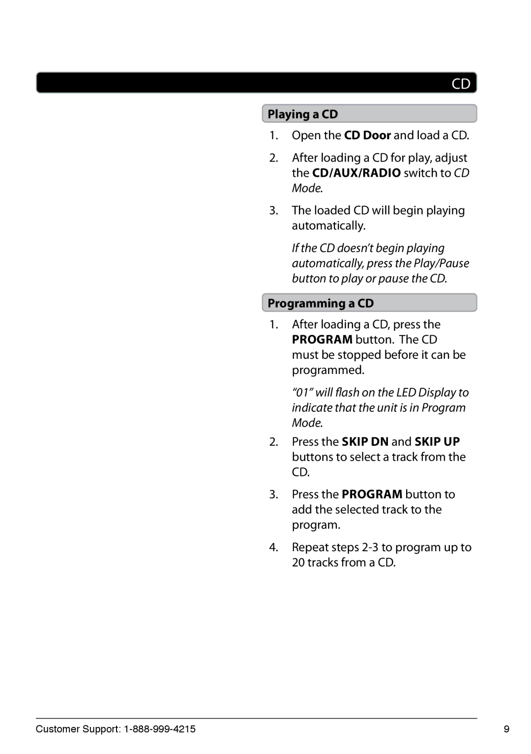 GPX BC118 manual Playing a CD 