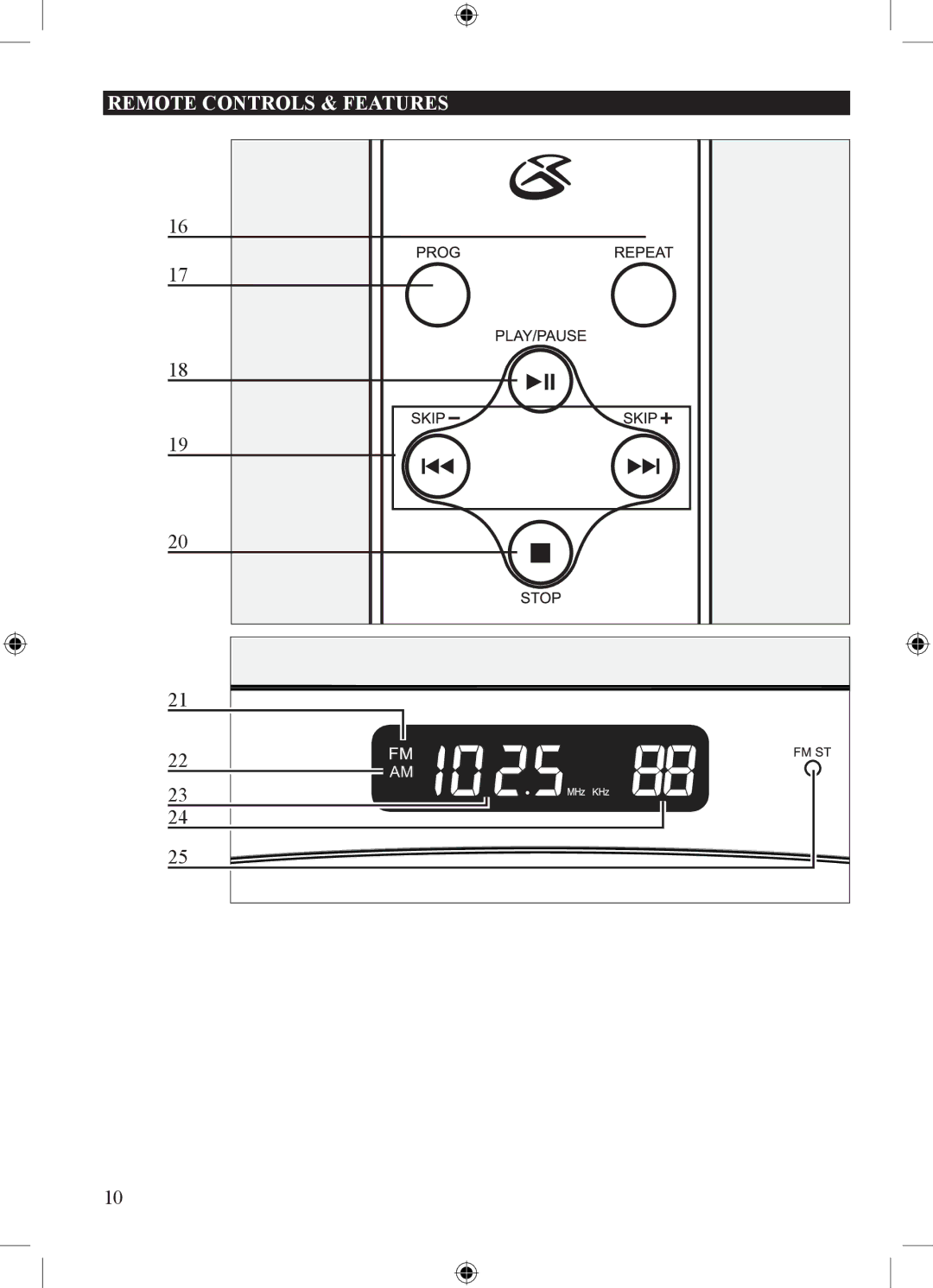 GPX BC219B important safety instructions Remote Controls & Features 