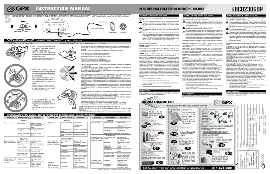 GPX BCD2306DP El exterior de la unidad, Unidad, De su caja, Do not touch the shiny surface of the CD or bend the CD, Edge 