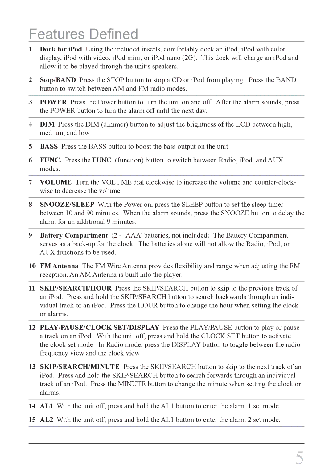 GPX CI3807, ci3807b instruction manual Features Defined 