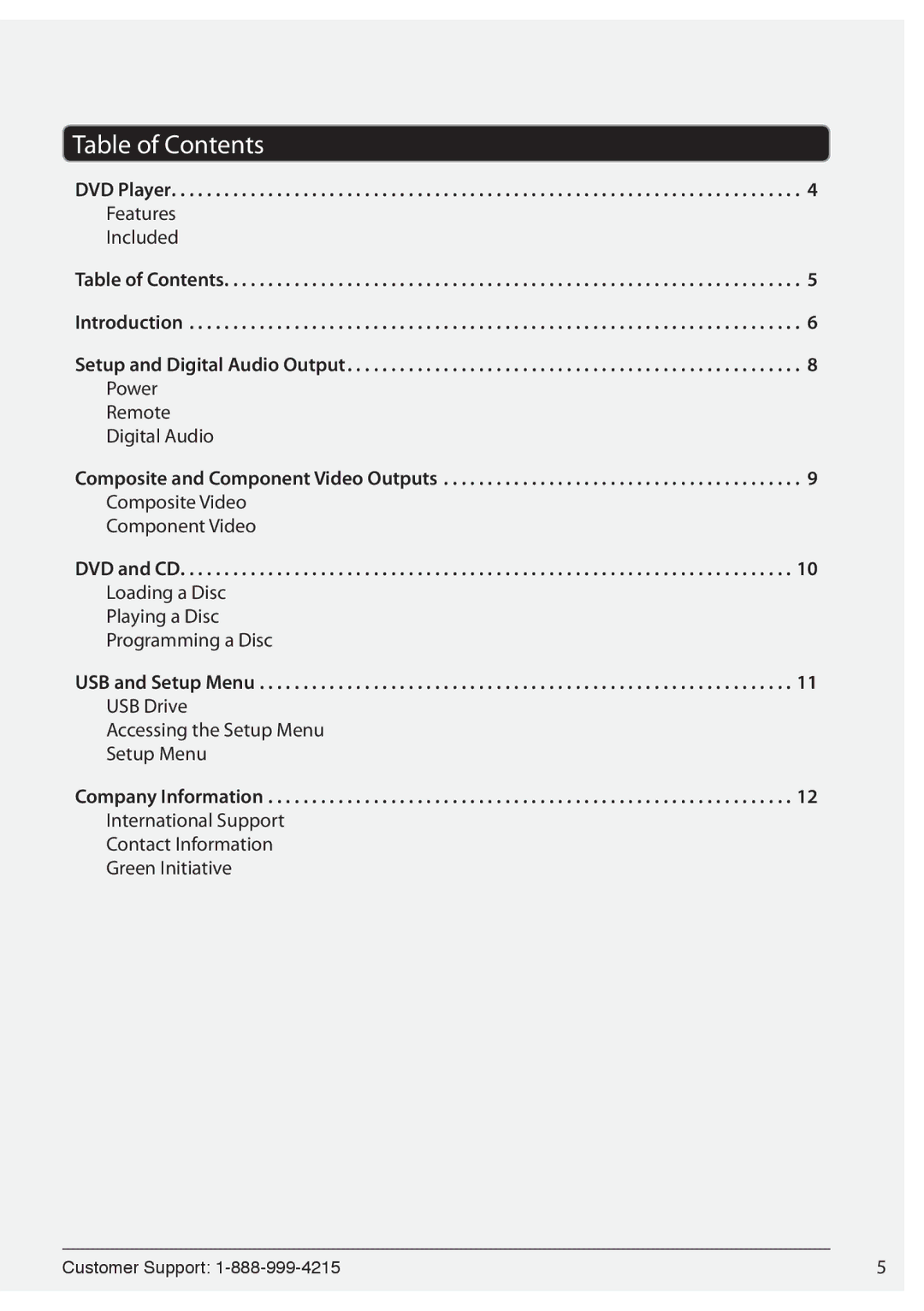 GPX D112B manual Table of Contents 