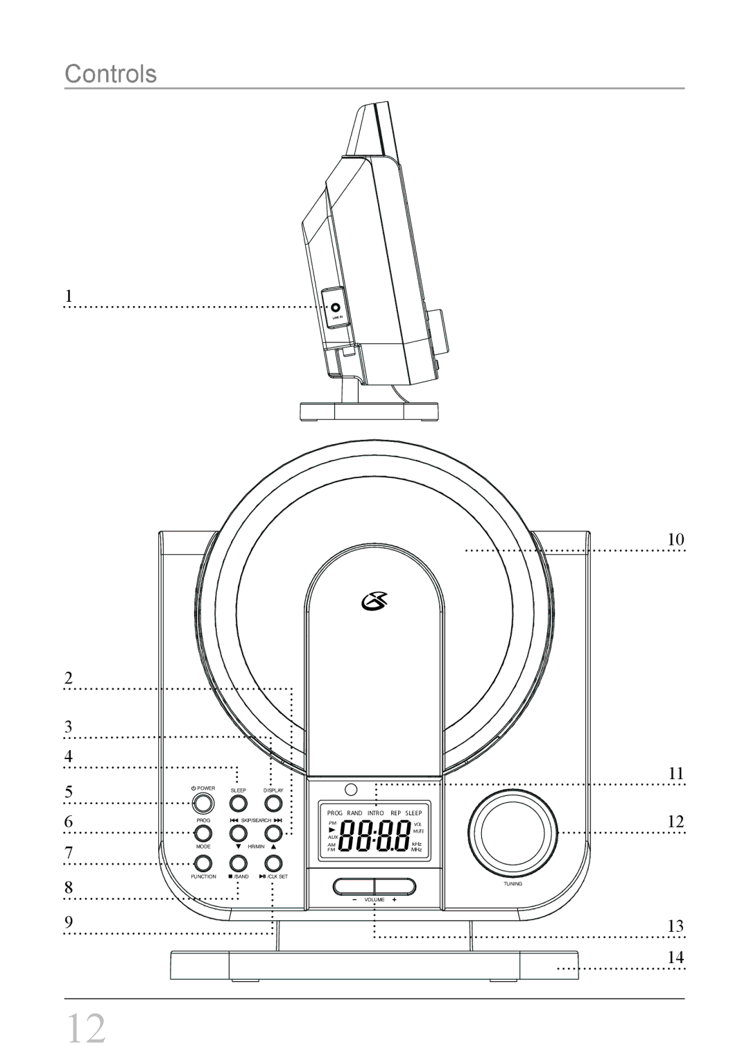 GPX HC208B instruction manual Controls 