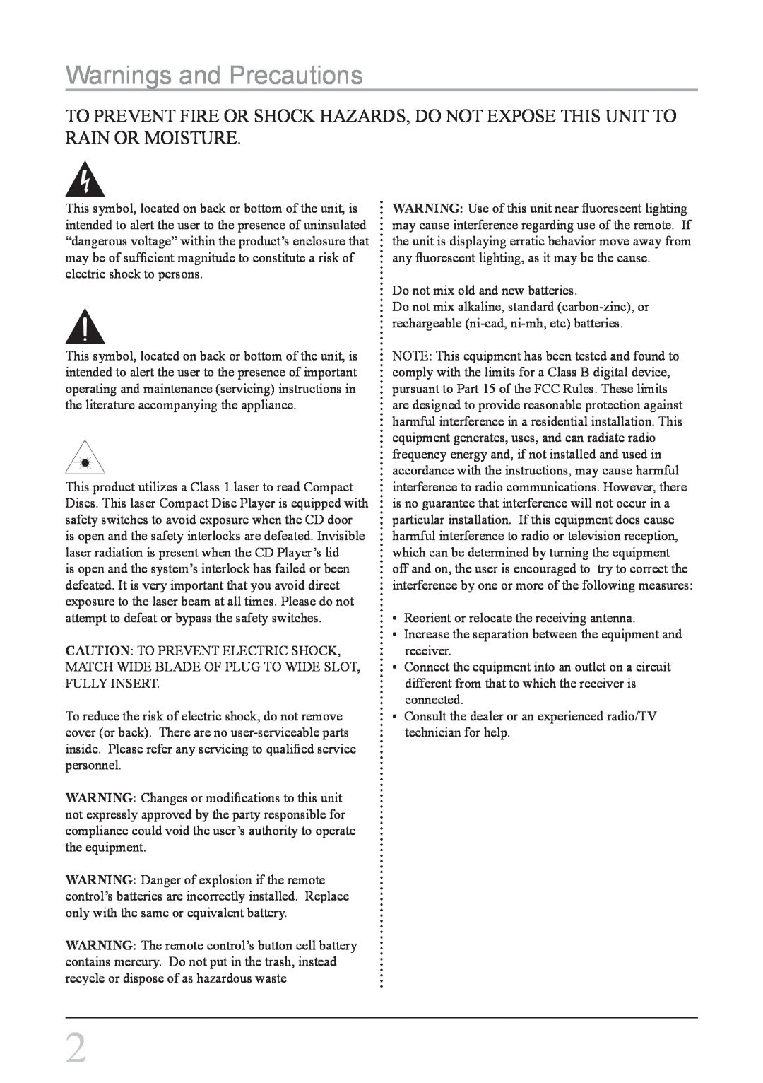 GPX HC208B instruction manual Warnings and Precautions 