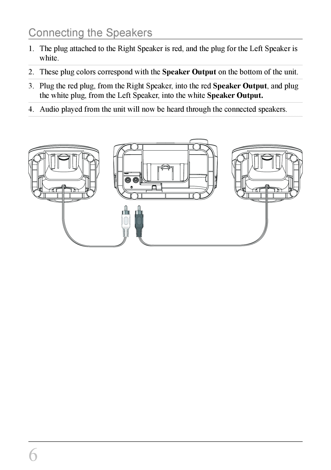 GPX HC208B instruction manual Connecting the Speakers 