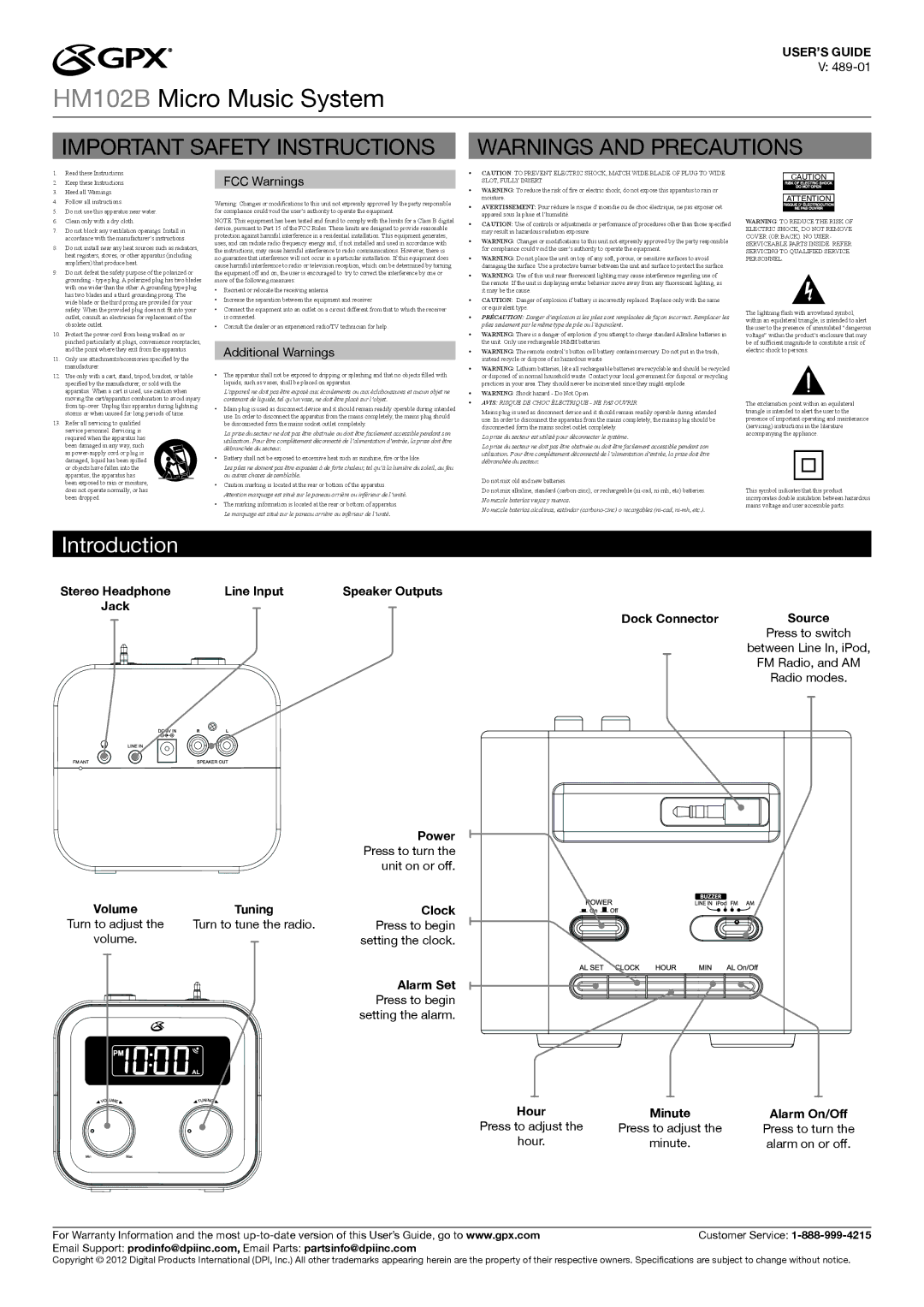 GPX HM102B important safety instructions Introduction 