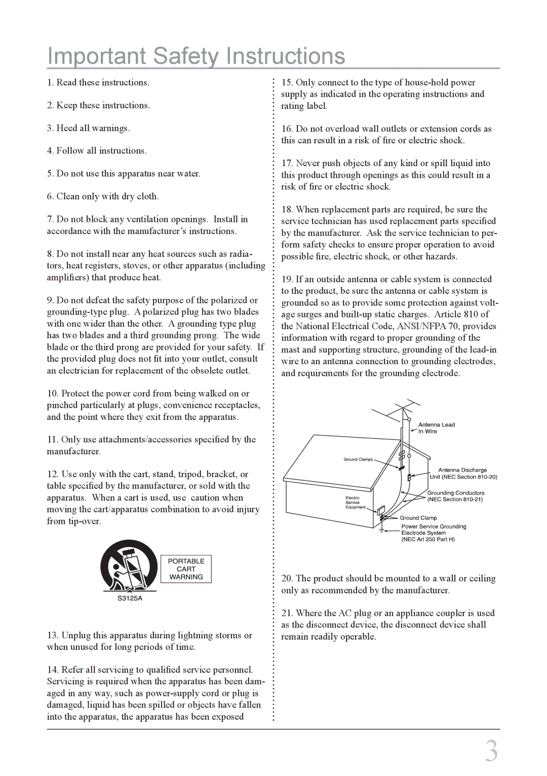 GPX HM3817, HMD3817DT instruction manual Important Safety Instructions 