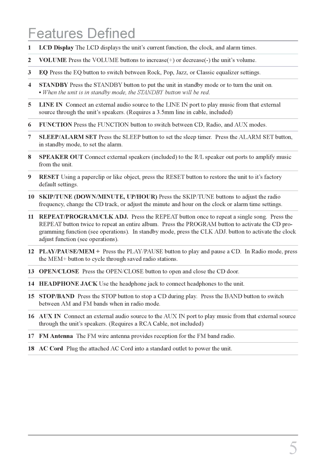 GPX HM3817, HMD3817DT instruction manual Features Defined 