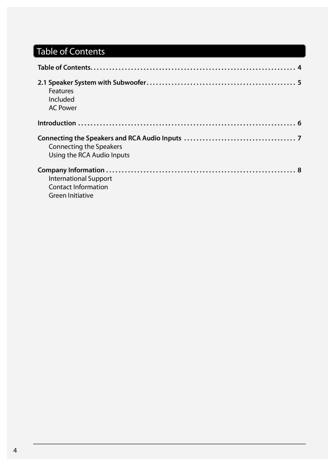 GPX HT12B manual Table of Contents 