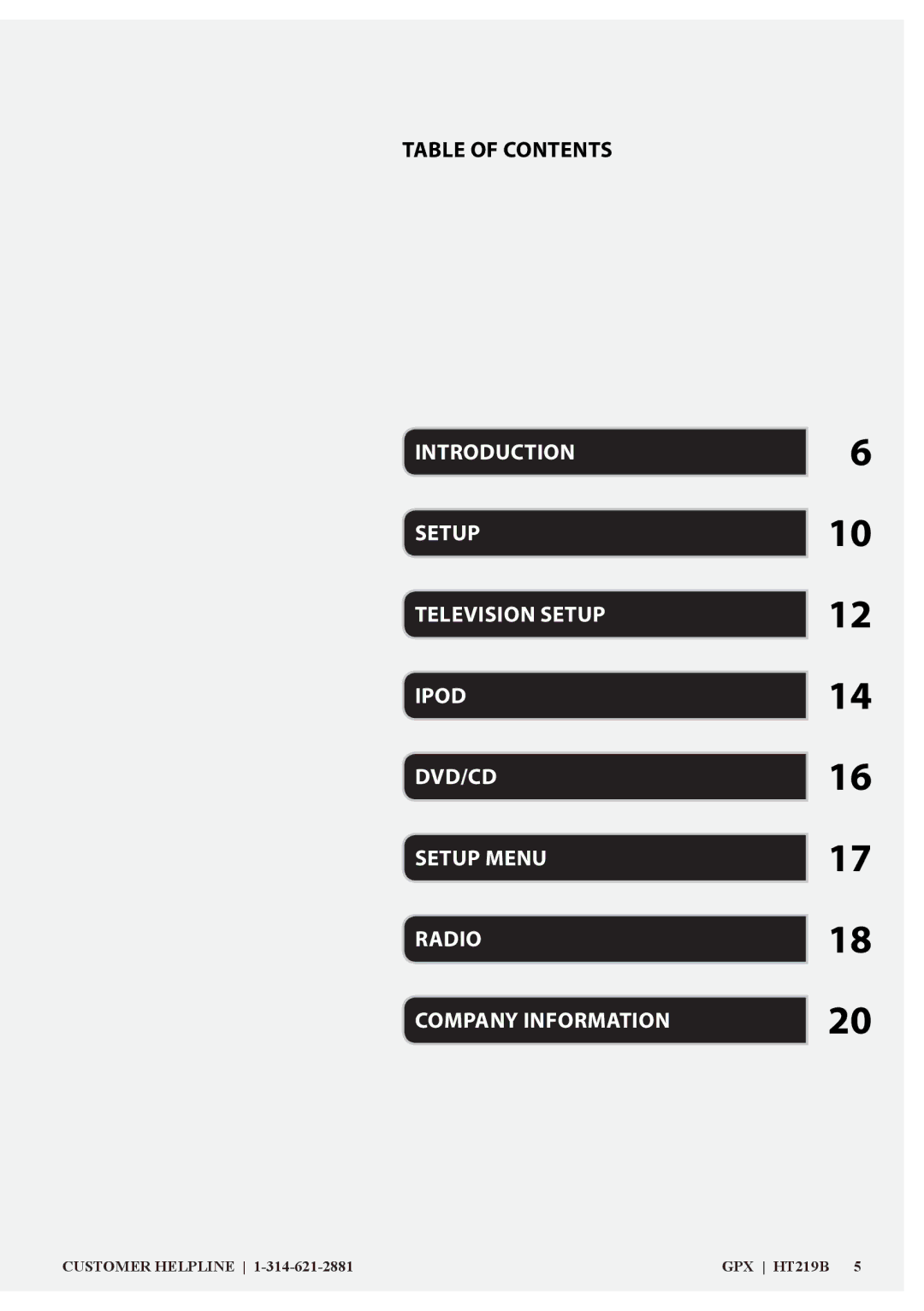 GPX IHH810B manual Table of Contents 