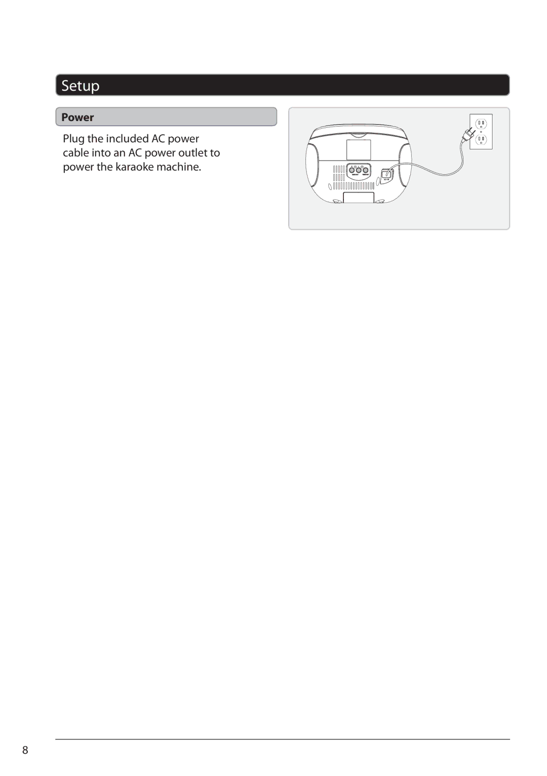 GPX J082PR manual Setup, Power 