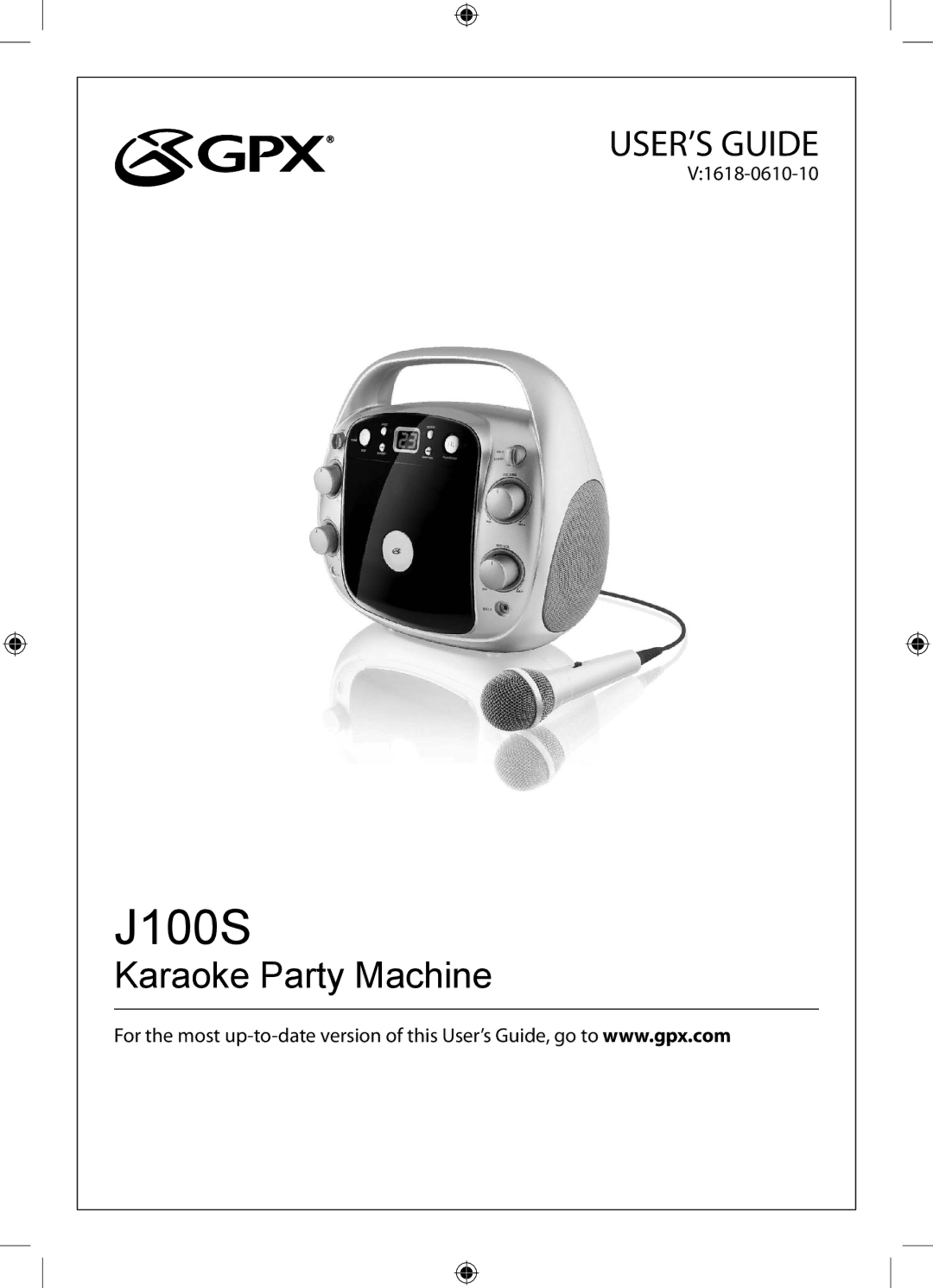 GPX 1618-0610-10 manual J100S 