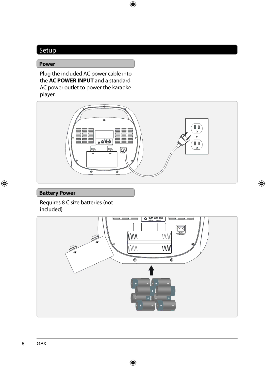 GPX J100S, 1618-0610-10 manual Setup, Power 