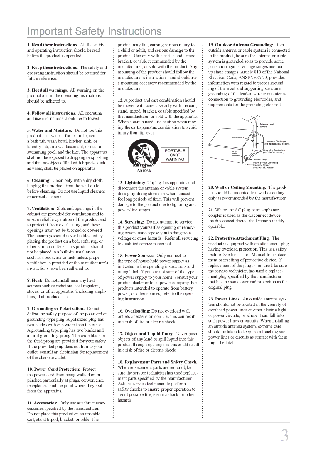 GPX J108BL important safety instructions Important Safety Instructions 